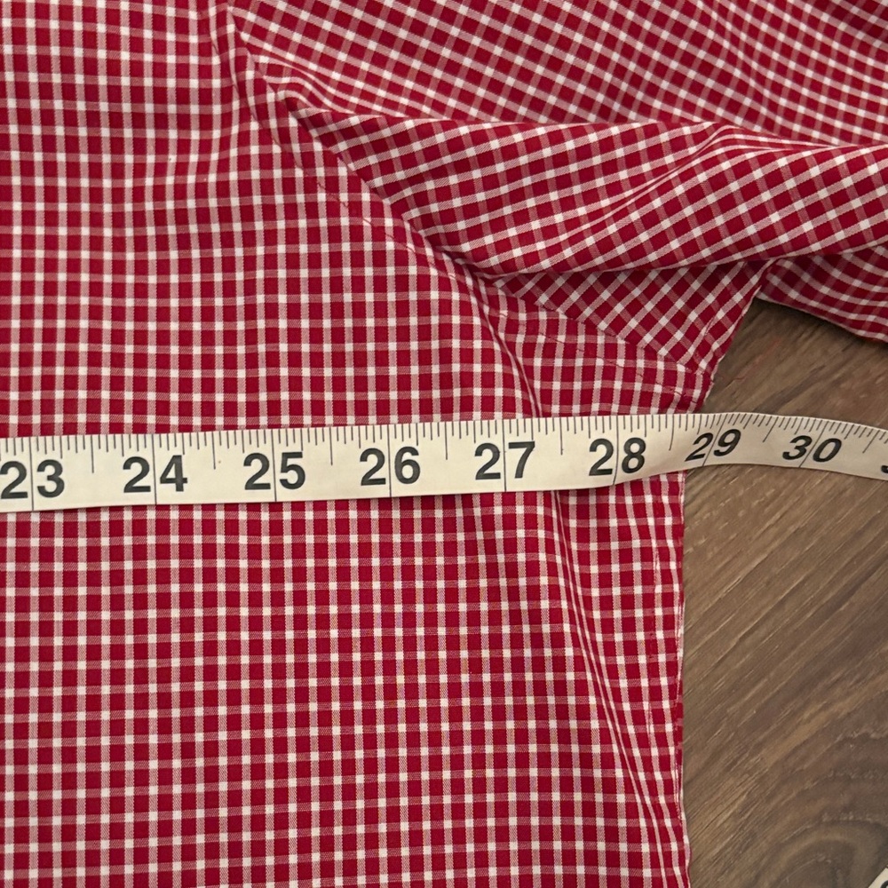 Club Room Red Maroon Gingham Dress Shirt - Picture 6 of 11